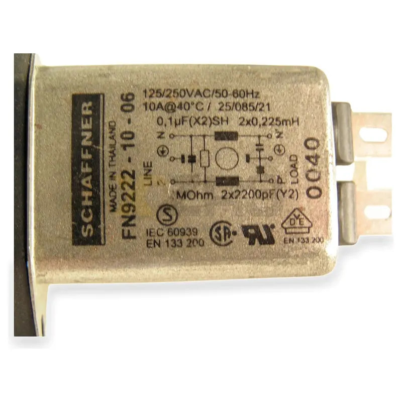 Schaffner FN9222R-10-06 10A 250VAC IEC Power Input Filter with Discharge Resistor - Image 5