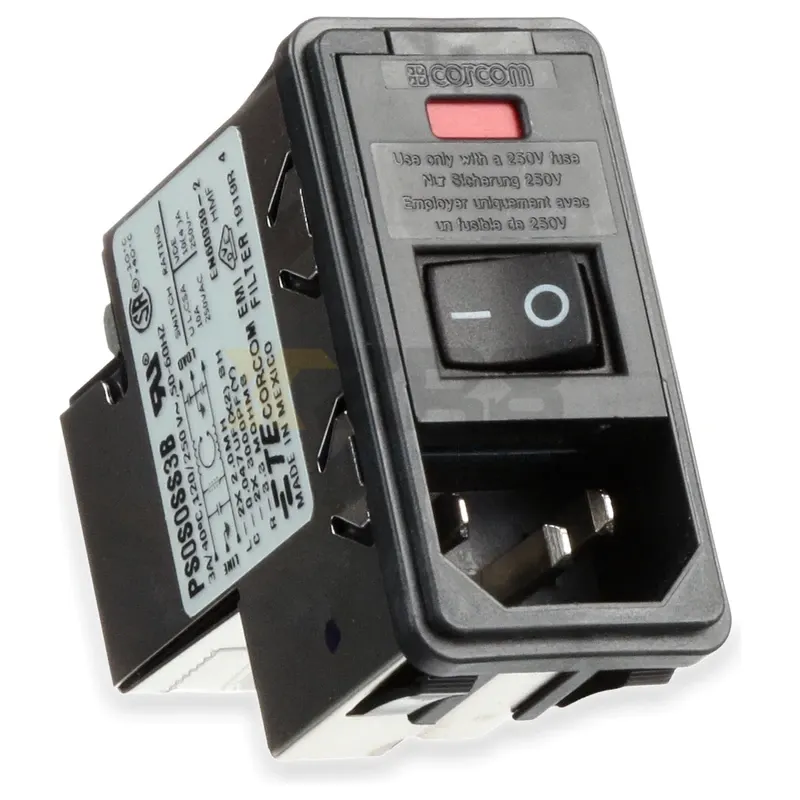TE Connectivity Corcom PS0S0SS3B Power Input Module 3A 250VAC with Filtered Switch Fuse Socket - Thumbnail 4