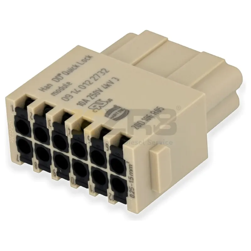 HARTING HARTING 09140122732 Han DD Quick-Lock Female Module 12-core 10A 250V Heavy Duty Power Connector - Thumbnail 3