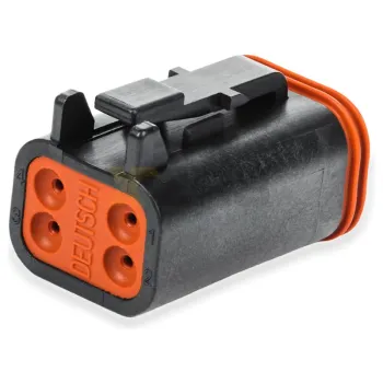 Deutsch DT06-4S-E004 Connecteur 4 broches de la série DT avec verrou en V, noir