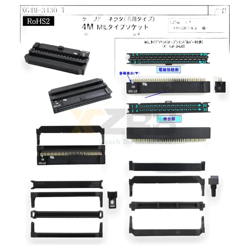 Omrone XG4M-3430-T Flat Cable Connector 34 Pin MIL Specification Socket with Stress Relief - Image 2