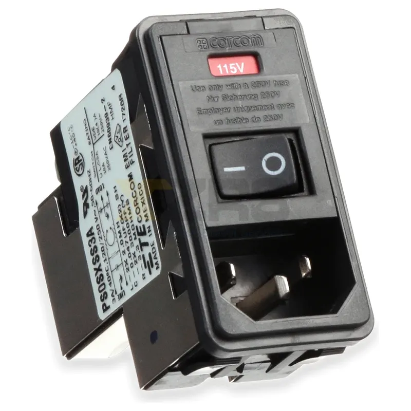 TE Connectivity Corcom PS0SXSS3A Power Input Module IEC 320-C14 3A With Fuse Holder Shielded Switch - Image 1