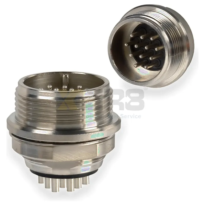 Hirose RM15WTRZA-12S(71) Round Waterproof Connector 12P Socket Panel Mounting Cup Type - Thumbnail 4